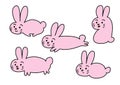 A running rabbit and a sitting rabbit. Various postures. Icons set. Vector illustration. Royalty Free Stock Photo